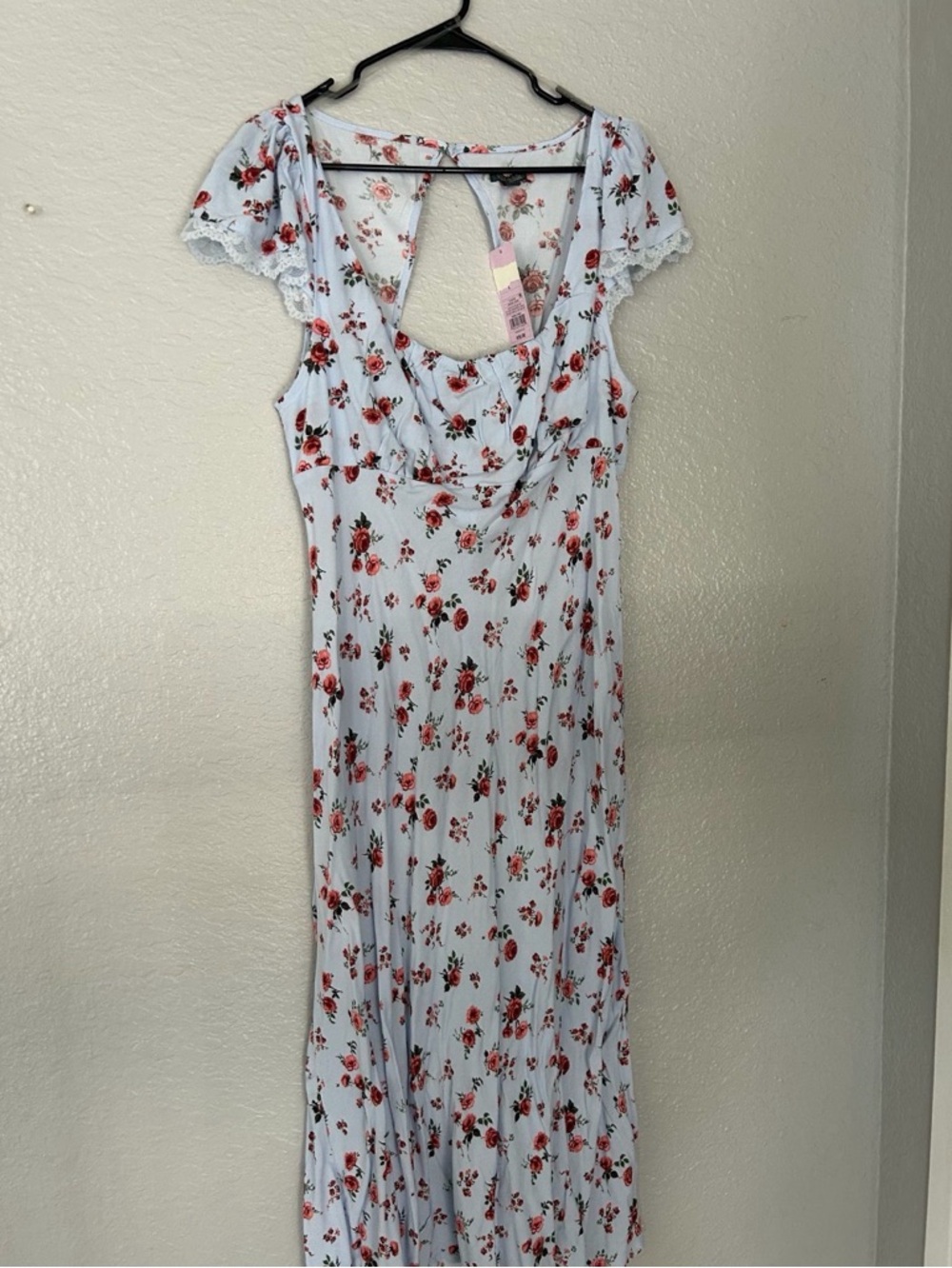 Target Light Blue Maxi Dress with Red Floral Print